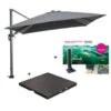 Garden Impressions Zweefparasol 300x300 D. Grijs Met Voet En Hoes