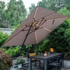 Garden Impressions Hawaii Zweefparasol Lumen LED 300x300cm - D. Grijs -Garden Impressions 1000003952 0104