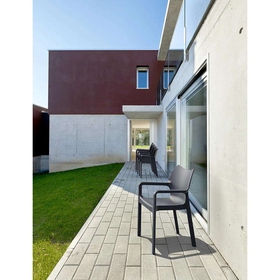 Garden Impressions Diva Tuinstoel Donker Grijs - 2 Stuks 2 Garden Impressions Diva Tuinstoel Donker Grijs - 2 Stuks - Afbeelding 2