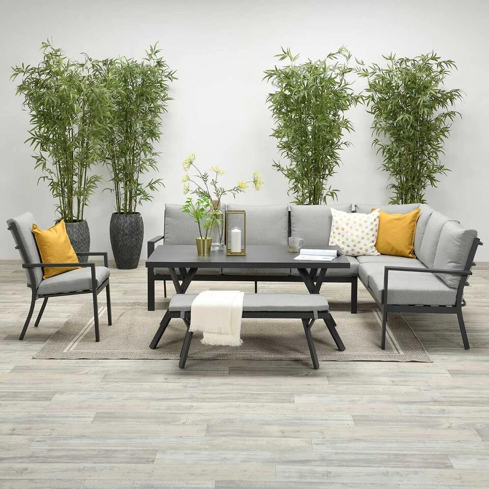 Garden Impressions Senja Lounge Dining Set R + Stoel - D. Grijs 3 Garden Impressions Senja Lounge Dining Set R + Stoel - D. Grijs - Afbeelding 3