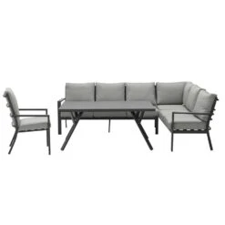 Garden Impressions Senja Lounge Dining Set R + Stoel - D. Grijs