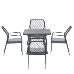 Garden Impressions Ross Tuinset 5delig Zwart -Mina Tafel 90x90 Cm