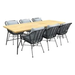 GI Margriet - Zwart / Taste Lano Teak 240 Cm. - 7-delige Tuinset -Garden Impressions 1000050035 0102
