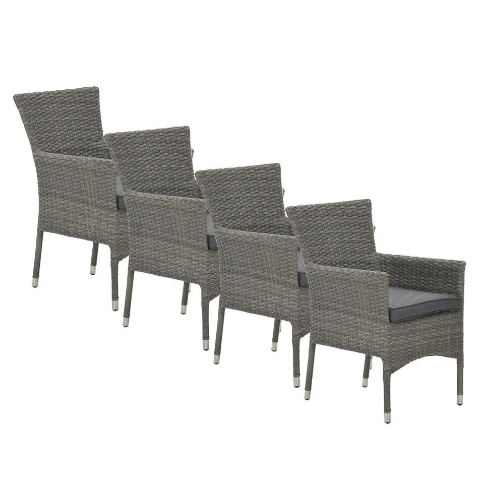 Garden Impressions Jerba Tuinstoel Grijs - 4 Stuks 1 Garden Impressions Jerba Tuinstoel Grijs - 4 Stuks