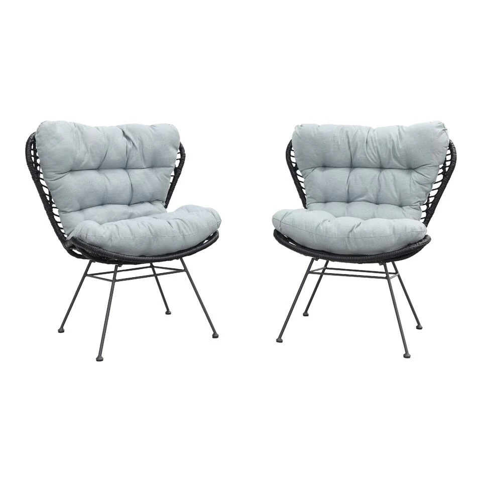 Garden Impressions Libelle Retro Loungestoel - Set Van 2 - Zwart 1 Garden Impressions Libelle Retro Loungestoel - Set Van 2 - Zwart