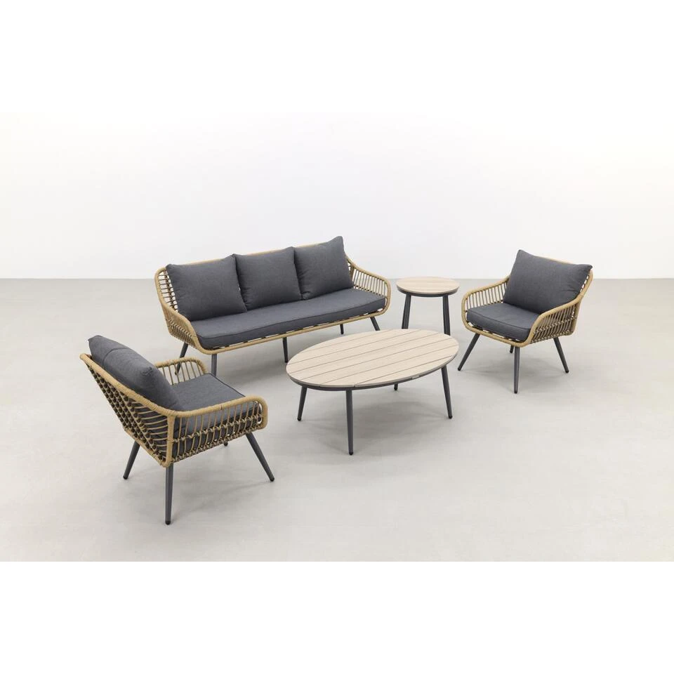 Garden Impressions Margriet Stoel-bank Loungeset - Natural/Grey 2 Garden Impressions Margriet Stoel-bank Loungeset - Natural/Grey - Afbeelding 2