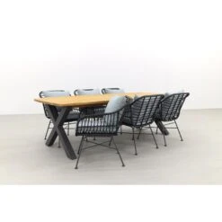 GI Margriet - Zwart / Sefa Tuintafel - Teak - Tuinset 7-delig -Garden Impressions 1000054367 0103