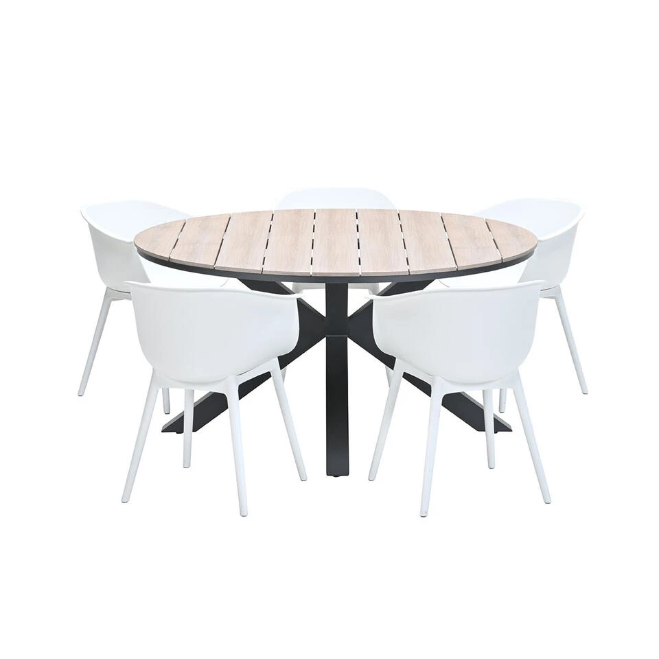 Garden Impressions Lexy Tuinset Wit - Tulli Tuintafel Ø148 Cm 1 Garden Impressions Lexy Tuinset Wit - Tulli Tuintafel Ø148 Cm