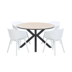 Garden Impressions Lexy Tuinset Wit - Tulli Tuintafel Ø122 Cm
