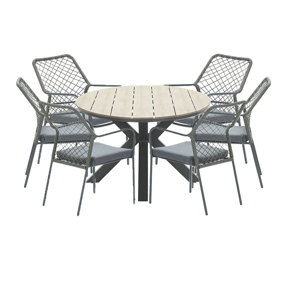 Garden Impressions Ross Tuinset 7-delig Mosgroen-light Teak Look 1 Garden Impressions Ross Tuinset 7-delig Mosgroen-light Teak Look