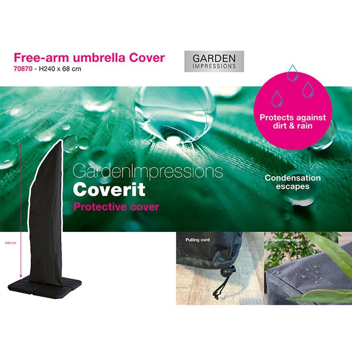 Garden Impressions Free-arm 240 X 68 Cm Parasolhoes 3 Garden Impressions Free-arm 240 X 68 Cm Parasolhoes - Afbeelding 3