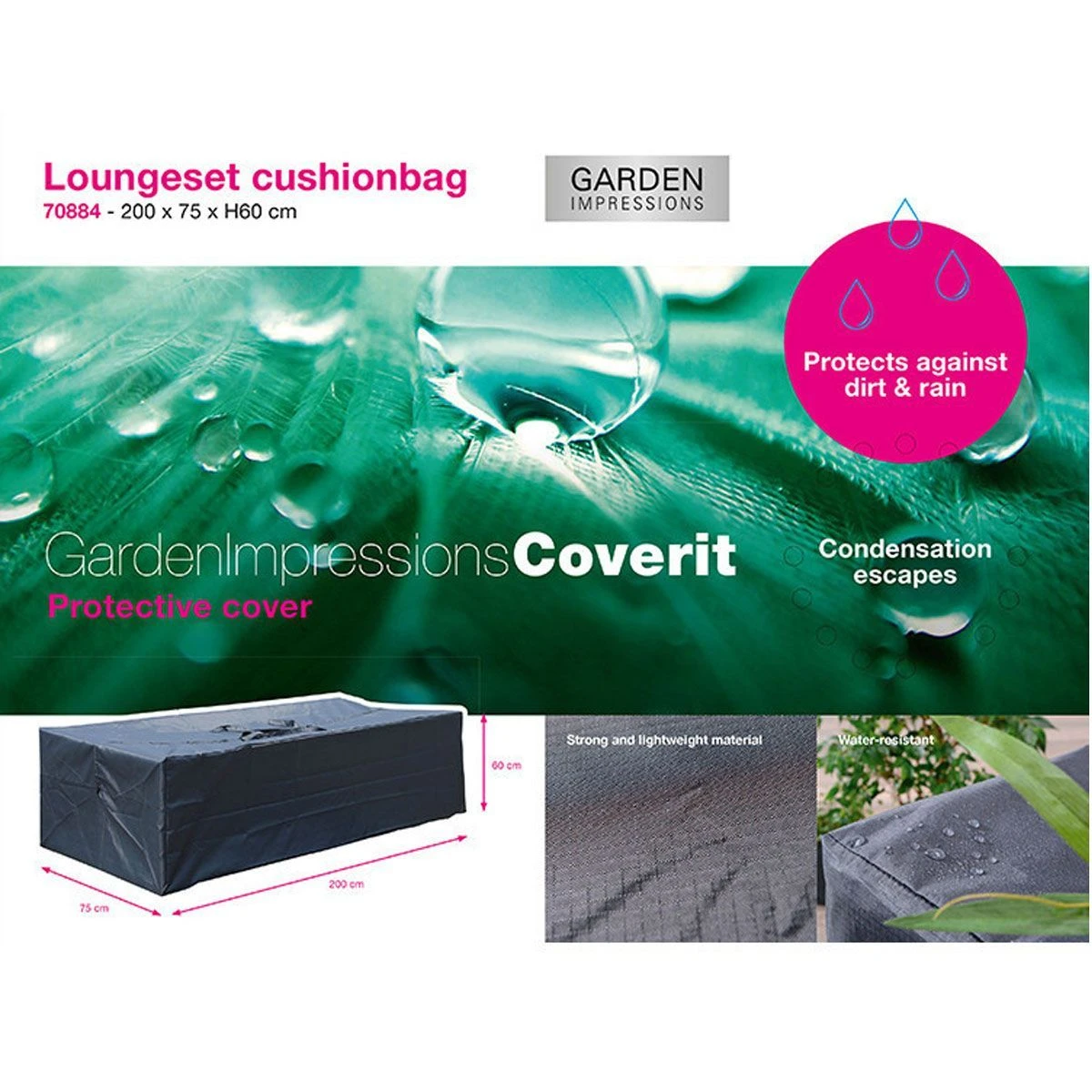 Garden Impressions 200 X 75 X 60 Cm Loungeset Kussentas 4 Garden Impressions 200 X 75 X 60 Cm Loungeset Kussentas - Afbeelding 4